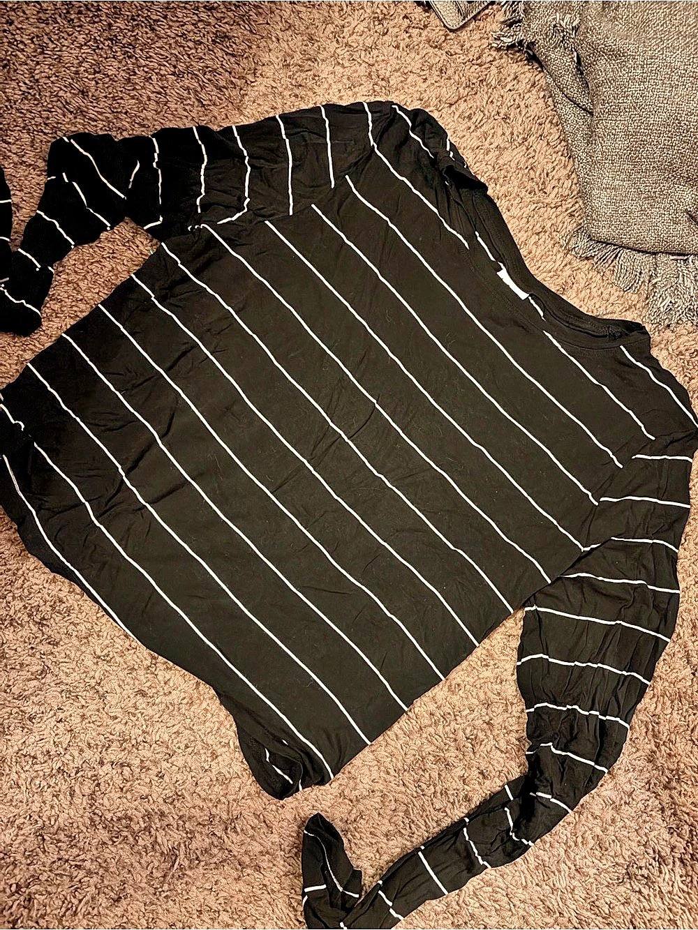 Jo&Co Striped Long Sleeve Top in Black & White Size Large